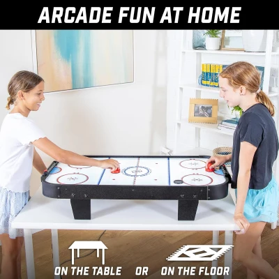 GoSports 40"" Tabletop Air Hockey — Black, Kids & Family Game with AC Adapter, Pushers and Pucks