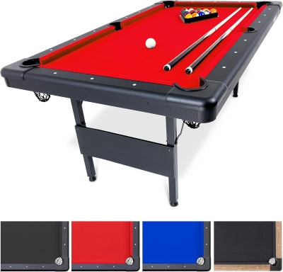 GoSports 6/7/8 ft Foldable Billiards Table — Ready Out of the Box, Color Choice, Complete Accessories Included