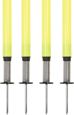 Champion Sports APSET Outdoor Agility Pole Set – Four 66-inch Yellow Poles with Spring-Loaded Ground Spikes and Carry Bag