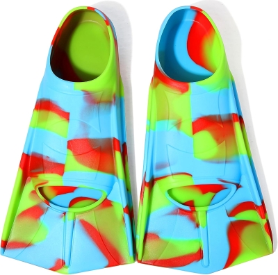 Short Kids Swim Fins — Soft Flippers for Lap Training, Children & Beginner Swimmers