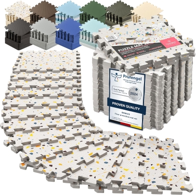 bemaxx EVA Interlocking Gym Mats Set - 18 Pieces + Edging, 12.6""x12.6""x0.4"" Tiles, 18 sqft Protective Floor Padding for Home Gym, Garage, Playroom