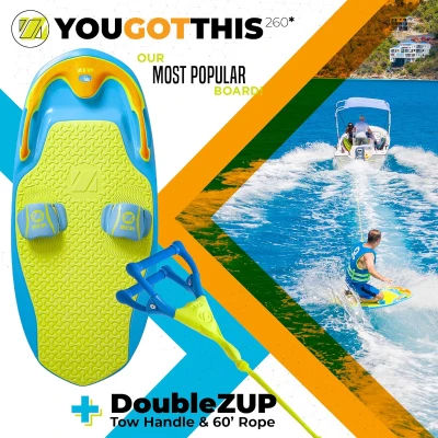 ZUP You Got This 260 Board & Handle — 51.7"" x 23.8"" x 4.6"" EVA-Padded Multi-Purpose Wake/Wakesurf/Kneeboard