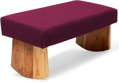 Meditation Bench (Burgundy) — Seiza-Style Sustainable Acacia Wood Prayer Stool with Curved Bottom for Optimal Posture, Yoga & Meditation Seat