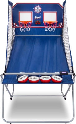 Pop-A-Shot Dual Shot Sport Arcade Basketball Game – Foldable Home Hoop with Paddle Scorers, 10 Game Modes, 4 Balls, Mobile Design