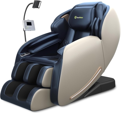 Real Relax 2025 SL-Track Full-Body Shiatsu Massage Recliner with Heat, App Control, Child Lock, Body Scan, Bluetooth, Foot Roller - Favor 06 Blue