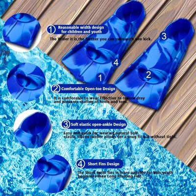 Prsca Short Youth Fins — Kids Swim Flippers for Lap Training, Suitable for Children, Girls, Boys and Beginners