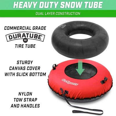 GoSports 44"" Heavy-Duty Winter Snow Tube with Premium Double-Stitched Canvas Cover & Coated Bottom — Commercial-Grade, Multiple Styles