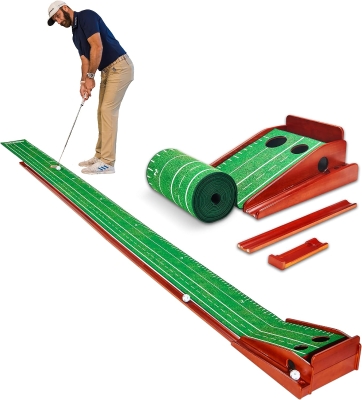 Perfect Practice Portable Golf Putting Mat - Indoor/Outdoor Putting Green with Automatic Ball Return - Golf Training Aid for Home, Office & Backyard - Perfect Practice Brand