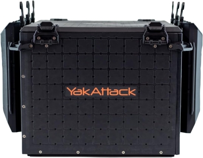 YakAttack BlackPak Pro 16in x 16in Kayak Fishing Crate – Black, 6 Removable TetherTube Rod Holders | Heavy-Duty Lightweight Customizable Tackle Organizer