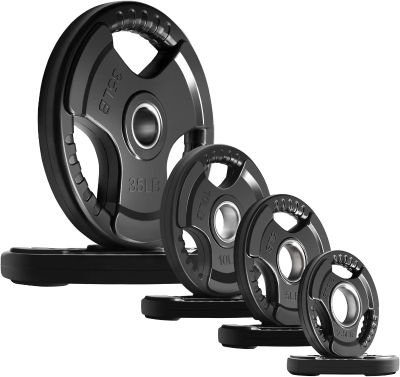 RitFit 105 lb Olympic Rubber Grip Plate Set — 2-Inch Bar Compatible, Compact Multi-Pack