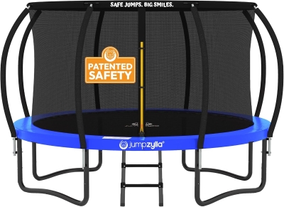 JUMPZYLLA Trampoline Outdoor (8/10/12/14/15/16 FT) with Safety Net and Ladder, ASTM Certified Recreational Trampoline for Kids & Adults, Anti-Rust Coated Frame