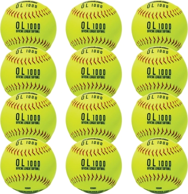 Franklin Sports OL1000 Fastpitch Practice Softballs - 12"" Official Optic Yellow, Regulation Size & Weight - 12-Pack