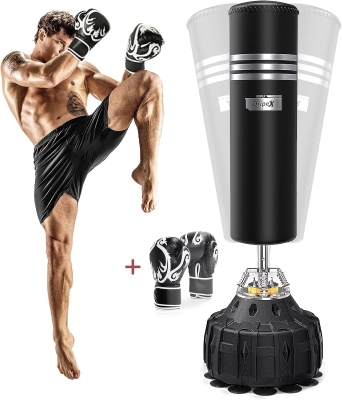 Dripex Freestanding Punching Bag with Gloves — 70"" Heavy Boxing Bag & 12 oz Gloves, Stand for Adult & Teen Home Workouts