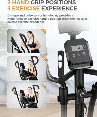 pooboo E399 Elliptical Trainer — 16 Resistance Levels, Ultra-Quiet Magnetic Rear Drive, LCD Console, 15.5 in Stride, 350 lb Max Weight