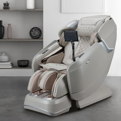 Titan Pro Vigor 4D — Taupe Full-Body Massage Chair with SL-Track, Heated Rollers, 2-Stage Zero Gravity, 34 Air Cells, Voice Control, Space-Saving, Foot & Calf Massage