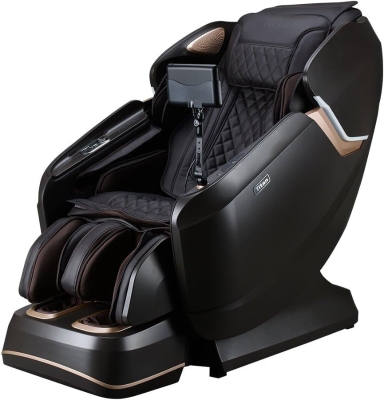 Titan Pro Vigor 4D — Brown Full-Body Massage Chair with SL-Track, Heated Rollers, 2-Stage Zero Gravity, Multiple Techniques, Space-Saving Design, Foot & Calf Massage