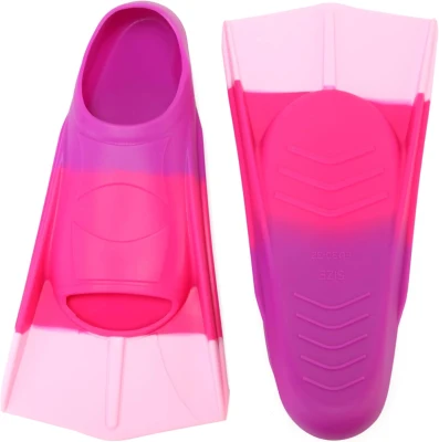 Youth Short Swim Fins — Comfortable Flippers for Lap Training and Swim Practice, Kids & Beginners