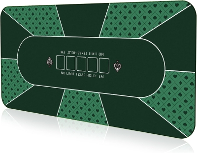 94 x 47 Inch Poker Mat — 10-Player Texas Hold'em Rubber Table Topper with Reinforced Sewn Edges, Folding Portable Layout and Carrying Bag