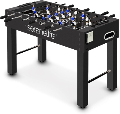 SereneLife 48"" Full-Size Foosball Table — Competition-Style with 2 Balls & Dual Fold-Out Cup Holders for Home Arcade