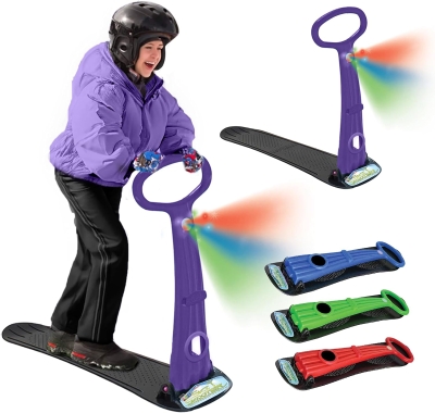 Geospace Foldable Ski Skooter – Snow Scooter, Snowboard & Sled with LED Light | Portable Sandboard and Snow Skate for Kids/Adults