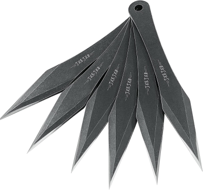 JXE JXO 9.4-inch Stainless Steel No-Spin Throwing Spikes Set with Nylon Belt Sheath – Solid Full-Tang 420HC