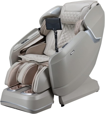 Titan Pro Vigor 4D — Taupe Full-Body Massage Chair with SL-Track, Heated Rollers, 2-Stage Zero Gravity, 34 Air Cells, Voice Control, Space-Saving, Foot & Calf Massage