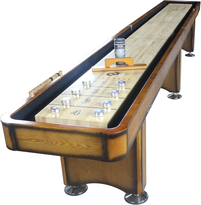 Playcraft Georgetown Shuffleboard Table with Storage Cabinet — Hand-Stained Finish & Pro Climate Adjusters