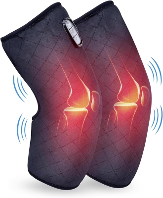 Comfier Heated Knee Massager Wrap with Vibration — Warm Knee Pad with 5 Massage Modes, Adjustable Straps & Velvet Cover — Gray