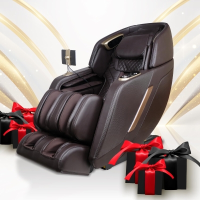 Titan 4D Ultima - Brown Full-Body Massage Chair with 4D SL-Track, Airbag Therapy, Zero Gravity, Foot Roller & Touchscreen Controller