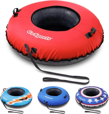 GoSports 44"" Heavy-Duty Winter Snow Tube with Premium Double-Stitched Canvas Cover & Coated Bottom — Commercial-Grade, Multiple Styles