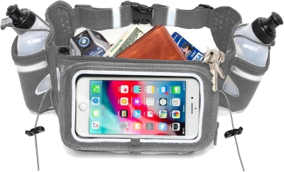 No.1 Hydration Belt by Runtasty - Elite Running Fuel Belt w/2 BPA-Free 10 oz Bottles, Tilt-Up Touchscreen Pocket, Fits All iPhones, Includes Runners Ebook & No-Bounce Fit
