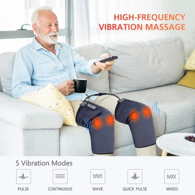 Comfier Heated Knee Massager Wrap with Vibration — Warm Knee Pad with 5 Massage Modes, Adjustable Straps & Velvet Cover — Gray