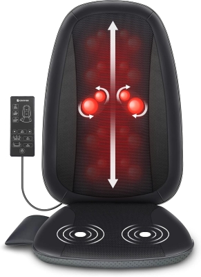 COMFIER Shiatsu Back Massager for Back Pain Relief, Heated Full-Back Chair Pad with Spot Function and Electric Seat Cushion, Office & Home Massage Gift (Black)