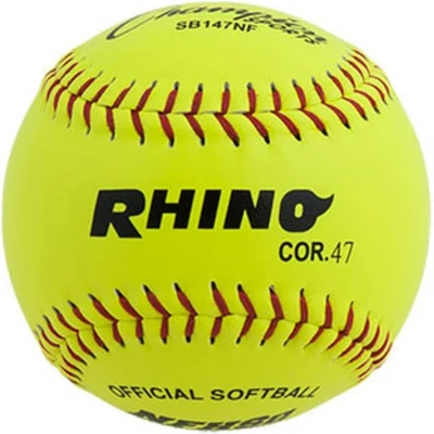 Champion Sports® Optic Yellow Leather Softballs – Dozen, .47 Polycore, Medium Compression, Raised Seams