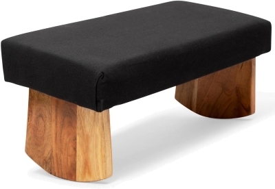 Meditation Bench — Zen Black Seiza Stool in Sustainable Acacia Wood with Curved Base for Improved Posture, Meditation & Prayer