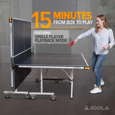 JOOLA Rally TL Professional MDF Indoor Table Tennis Table - 9x5ft Tournament Quality, Quick Clamp Net, 10–15 Minute Assembly, Playback Mode