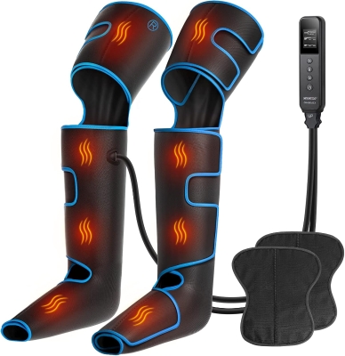 CINCOM Air Compression Leg Massager with Heat — Wraparound Full-Leg Therapy for Circulation, Pain Relief & Muscle Recovery (FSA/HSA Eligible)