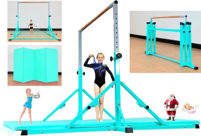 Marfula Portable Gymnastics Kip Bar for Children & Teenagers (Ages 3-25) - 5Ft/8Ft Base Length, 4Ft Width, 5Ft Adjustable - Club & Home Training