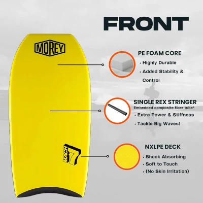 MOREY® Mach 7 Pro Bodyboard (2025 Model) — HDPE Slick Bottom, Embedded Rod, NXLPE Deck, Multiple Sizes