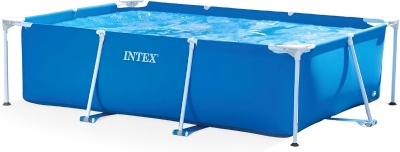 Intex 9.8' x 79"" x 29.5"" Rectangular Above-Ground Backyard Pool with Flow-Control Drain Valve, Blue