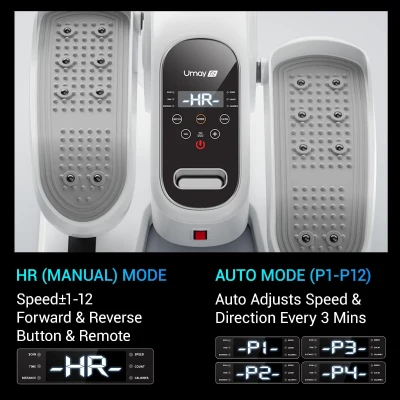 UMAY Under-Desk Elliptical – Quiet Portable Seated Pedal Exerciser for Seniors with Remote, 12 Speeds, Auto and Manual Modes