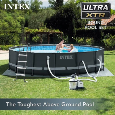 INTEX 26325EH Ultra XTR Deluxe Above-Ground Pool Set, 16 ft x 48 in — Includes 1500 GPH Krystal Clear Sand Filter Pump, Puncture-Resistant, Rust-Resistant, Quick Assembly