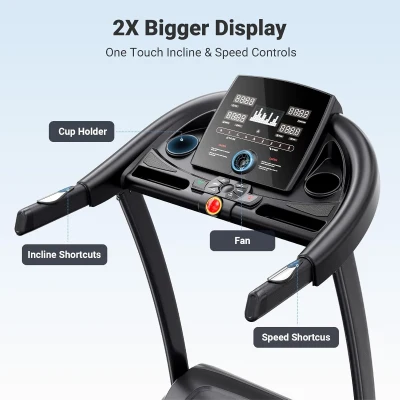 THERUN Incline Treadmill with Built-in Fan, 300 lb Capacity, 0–15% Auto Incline, Wide 17"" x 47.2"" Belt, 3.5HP, App Compatible (FitShow/Kinomap/Zwift)