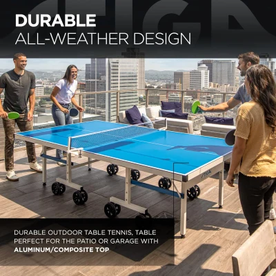 STIGA XTR Pro All-Weather Outdoor/Indoor Table Tennis Table — Aluminum Composite Top, Net & Posts, Quick Assembly