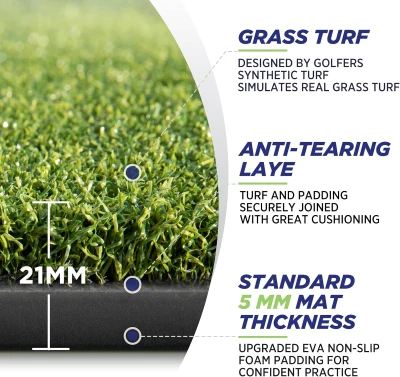Golfguru Dense Elite Hitting Mat (5'x4' or 5'x5') — Heavy-Duty Practice Turf with 10 Balls & 9 Tees, Durable Backyard/Indoor Training Mat