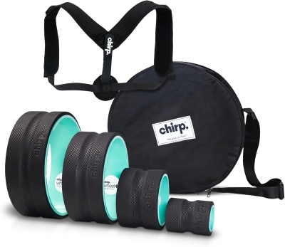 Chirp Ultimate Back & Neck Bundle - 4-Pack Wheel Foam Roller Set with Posture Corrector, 500 lb Capacity, Carrying Case (Mint)