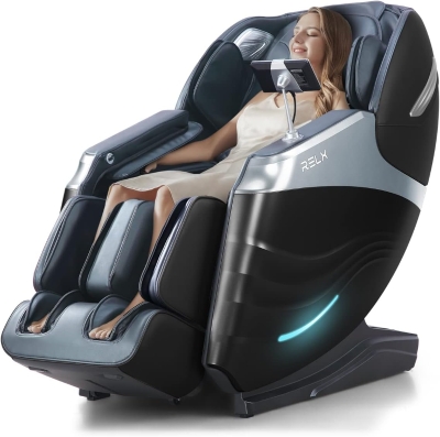 RELX 2025 Full-Body Massage Chair – 15-Mode Zero Gravity SL-Track Shiatsu Recliner with Built-In Heat, Airbag Body Scan, Deep Yoga Stretch, Calfrest Extension & AI Control (Black)