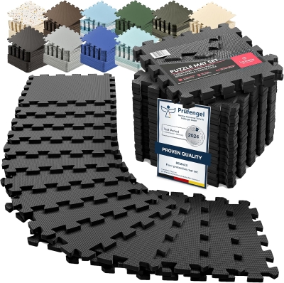 bemaxx 18-Piece EVA Interlocking Foam Gym Mats with Edge Pieces - 12.6"" x 12.6"" x 0.4"" Tiles, 18 sq ft Protective Flooring for Home Gym, Garage, Treadmill