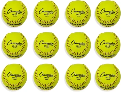 Champion Sports Softballs – Leather & Synthetic Training/Game Balls, Multiple Sizes, Cores & Styles, NFHS Approved