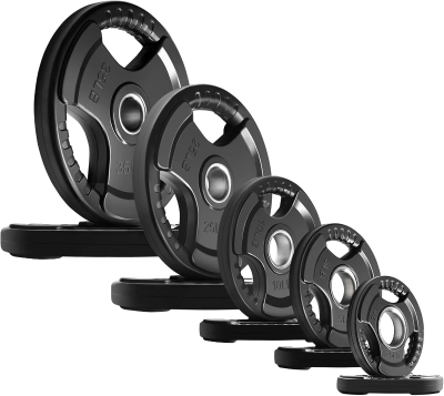 RitFit Olympic Rubber Grip Plates — 2-Inch Barbell Weight Plates for Home & Gym, Available as Singles, Pairs and Sets (2.5/5/10/25/35/45 lb)